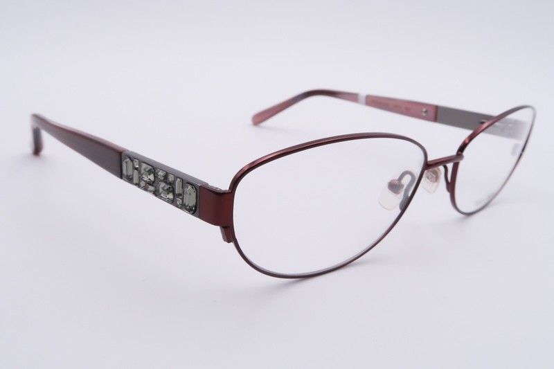 NOS Vera Wang V079 Eyeglasses FRAMES BU Burgundy 55[]16-135 Gray Jewels F768