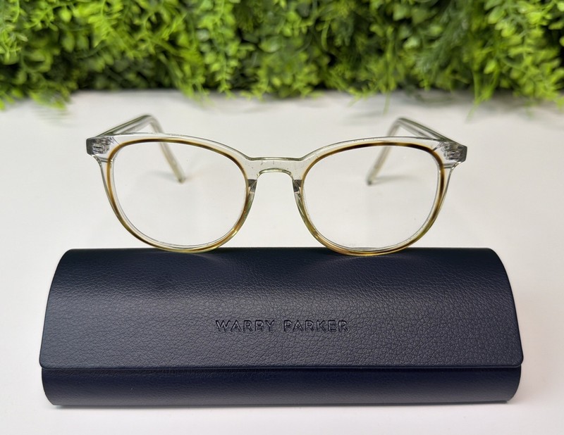 Warby Parker Durand W 911 Crystal with Oak Barrel Eyeglasses Frames 48-20-142