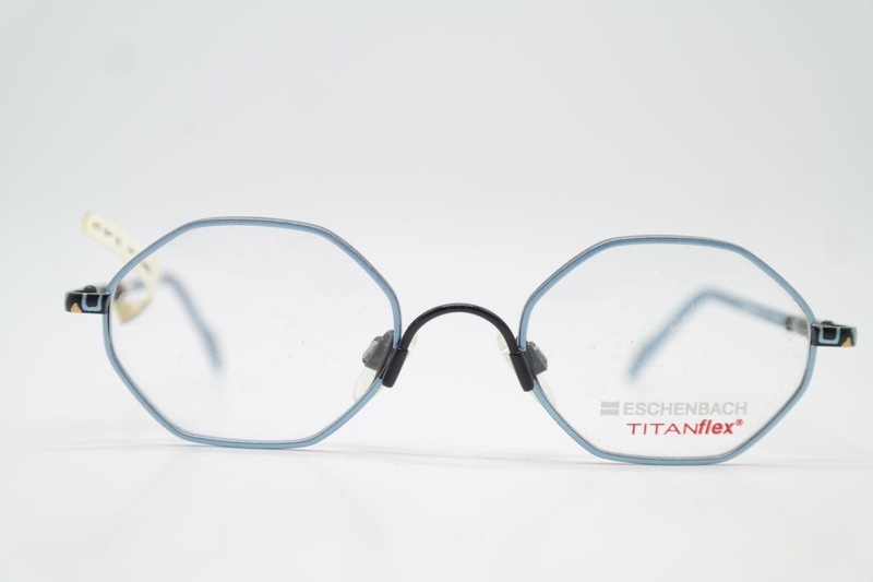 Vintage TITANFLEX 3720 Eyeglass Frame Square Blue Black Titan 130mm