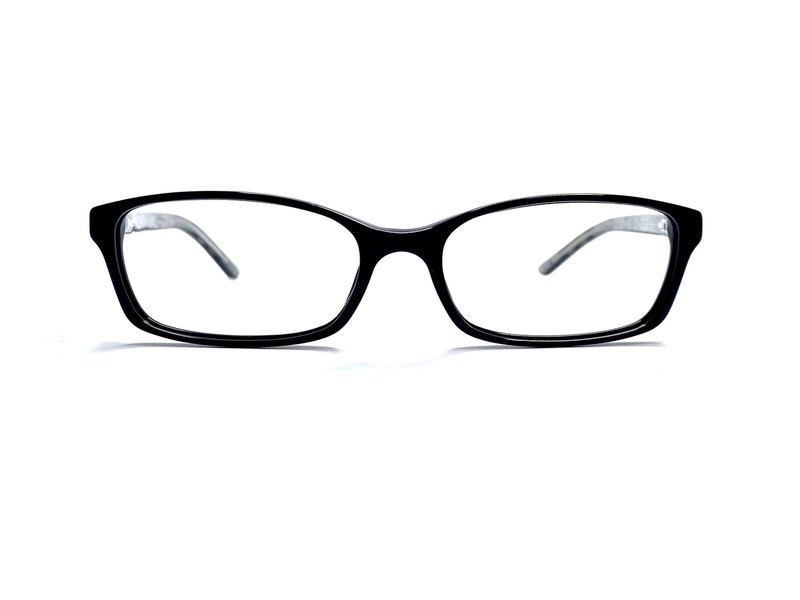 Burberry Black Rectangular Glasses Gray Plaid Temples Italy B2073 53 16 135