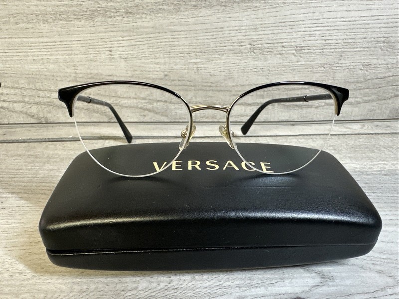 VERSACE MOD 1247 1252 52-17-140 Women’s Eyeglasses Frames Only Gold Black Metal