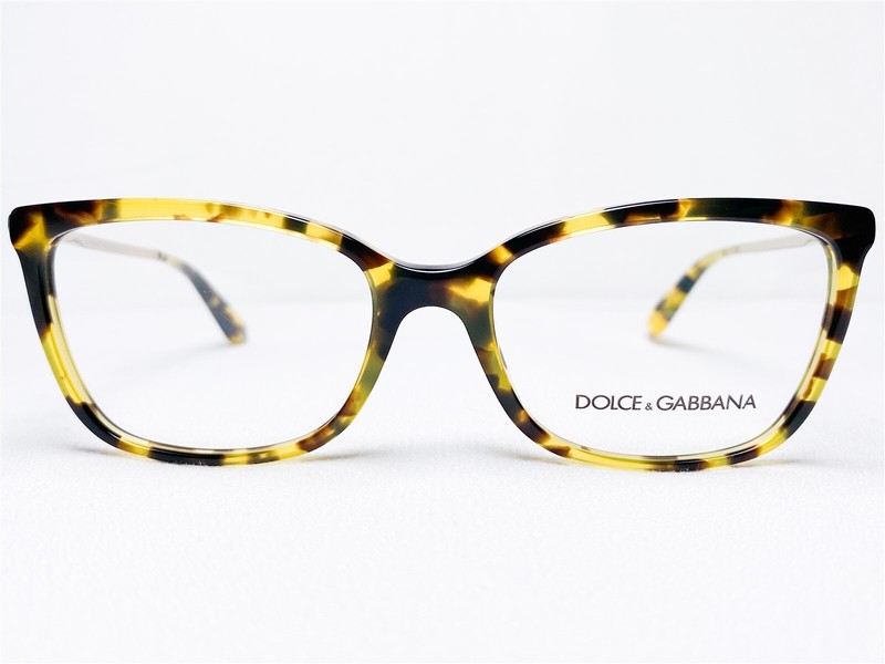 NEW Dolce & Gabbana DG3243 2969 Womens Cube Havana Lemon Eyeglasses Frames 54/17