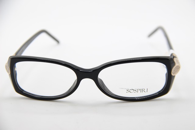 NEW SOSPIRI LIANA NRG BLACK GOLD CRYSTALS STUDS AUTHENTIC EYEGLASSES 54-15 gallery
