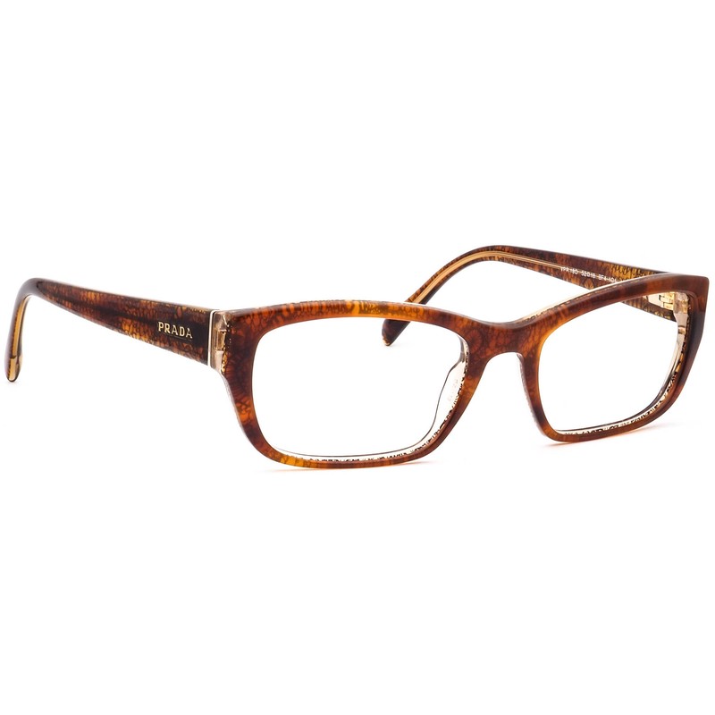 Prada Eyeglasses VPR 18O BF4-1O1 Brown Lace Semi Cat Eye Frame Italy 52[]18 135