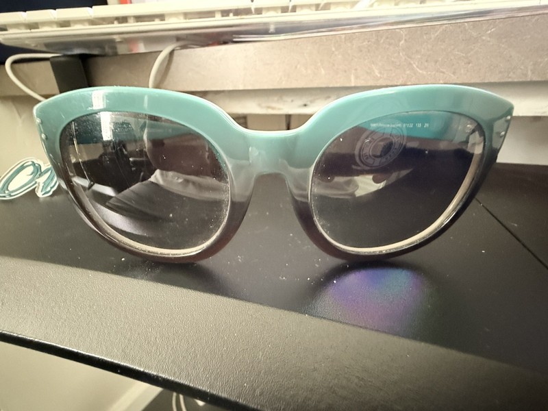COACH HC8047 Casey Sunglasses Turquoise Gradient & Cream Square Cat Eye 51-22