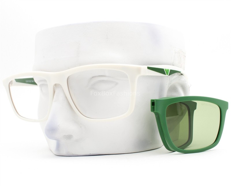 Emporio Armani Eyeglasses Fold Clip-On Sunglass Lens EA 4235 White 55mm w/case