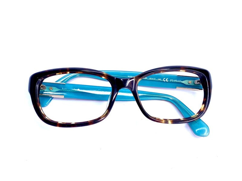 Kate Spade Brown Tortoise Cat Eye Glasses Blue Teal Temples Marilee 53 17 140 gallery