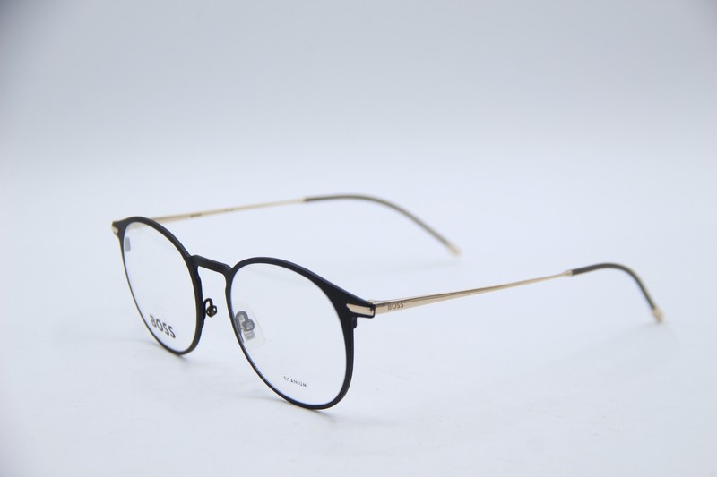 NEW BOSS 1252 003 BLACK GOLD ROUND GUNMETAL AUTHENTIC FRAMES EYEGLASSES 50-19