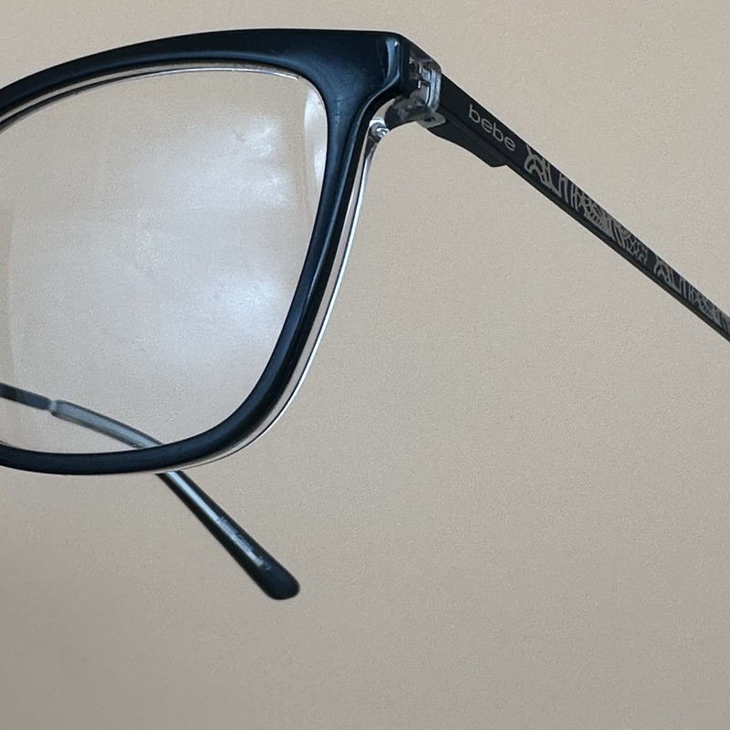 bebe Black Rectangular Full Rim Plastic/Metal Eyeglass Frames Floral 53-16 135 gallery