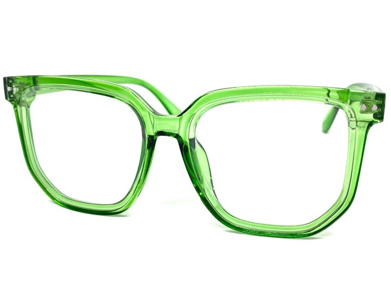 Oversize Vintage Retro Style Clear Lens EYE GLASSES Large Big Square Green Frame gallery