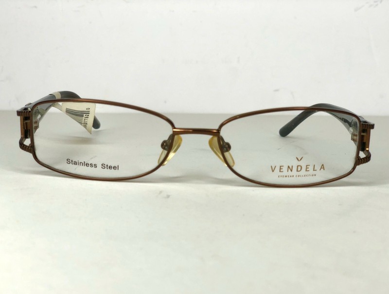 BOGO~ Vendela Eyewear Eyeglasses FRAMES V1010 med Brown 53-18-135 rx stainless gallery