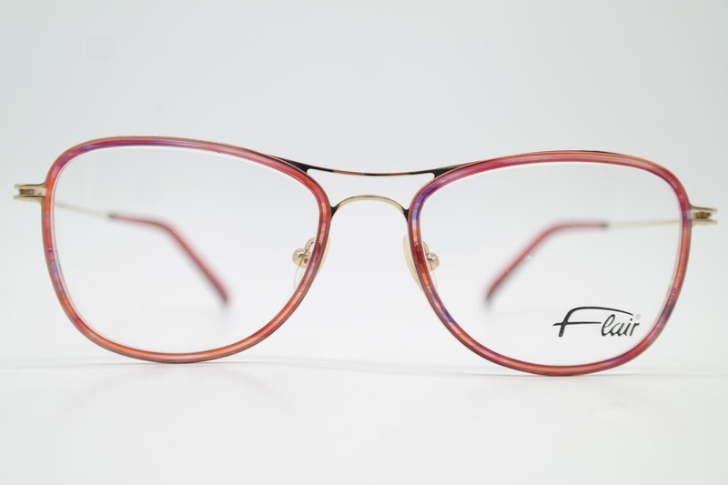 Flair 218 Gold Red Oval Eyeglasses Frame New