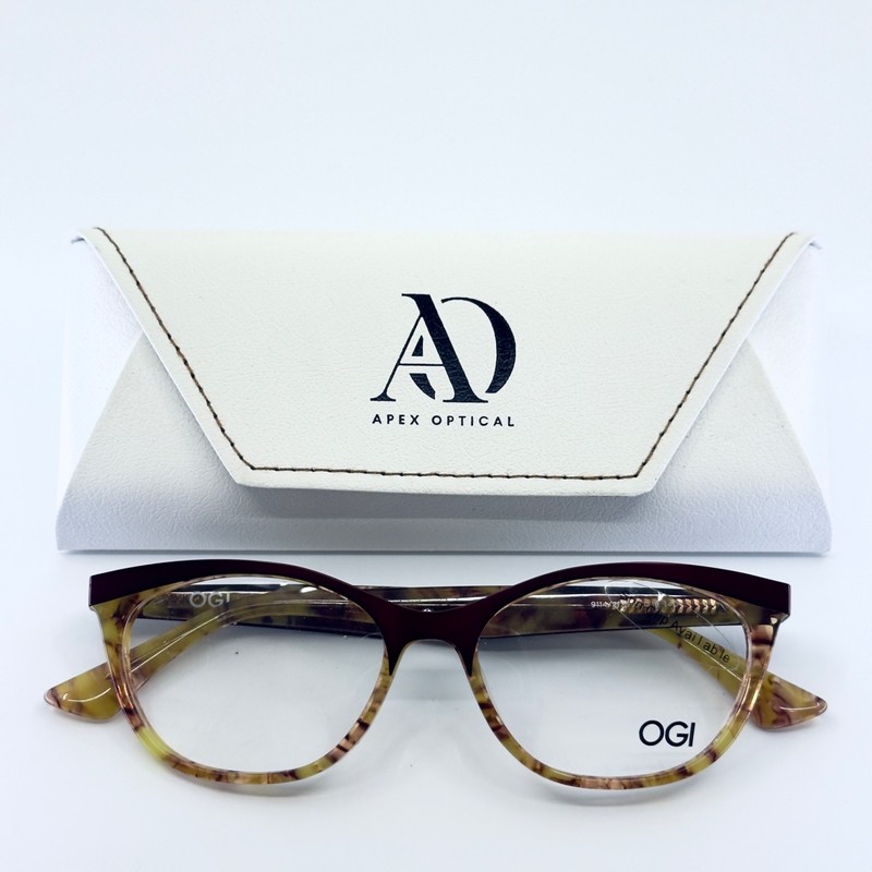OGI HERITAGE 9114/2123 Burgundy Gold Womens Cat Eye Eyeglasses 51-16-140 B:36 D