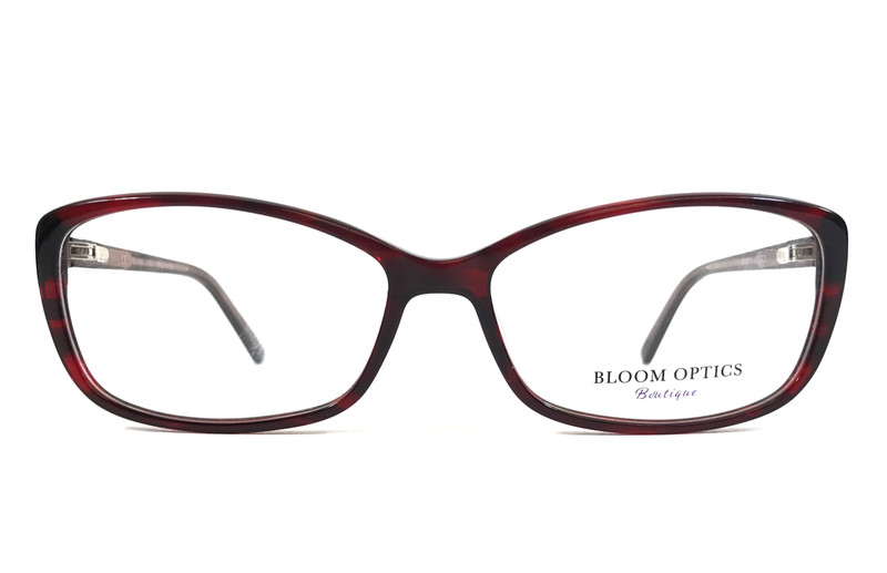 Bloom Optics Eyeglasses Frames OLIVIA BU Burgundy Tortoise Cat Eye 58-16-135