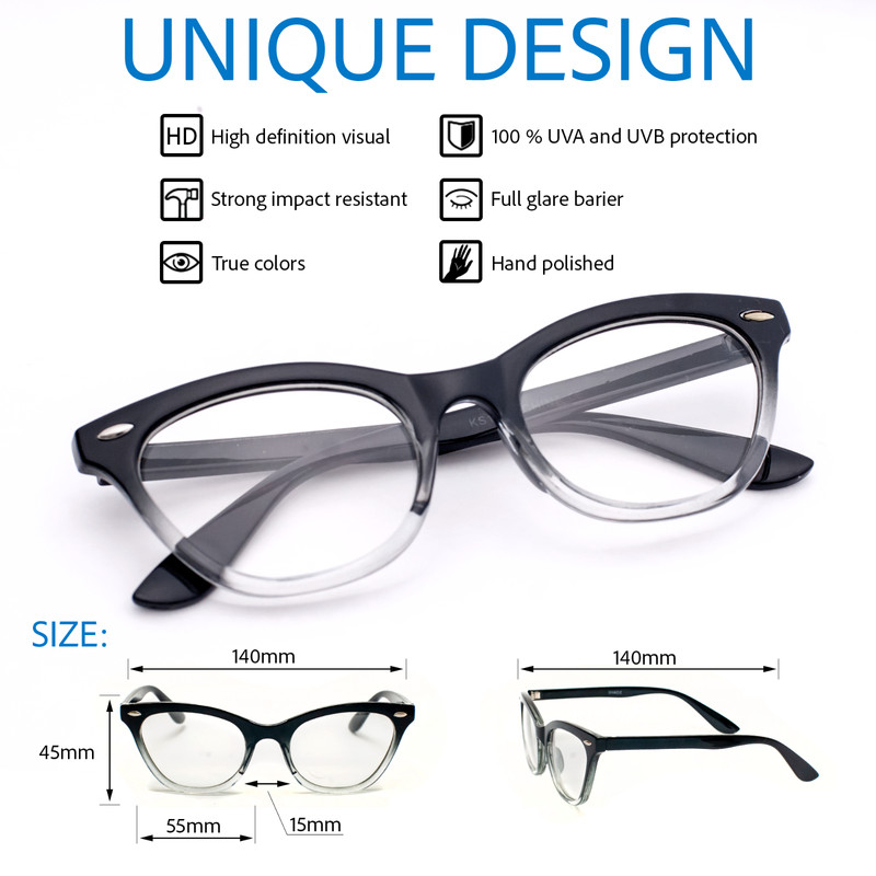 Cat Eye BAMBI Tortoise Bottom Gradient Ombre Eyeglasses Clear Lens SHADZ GAFAS gallery