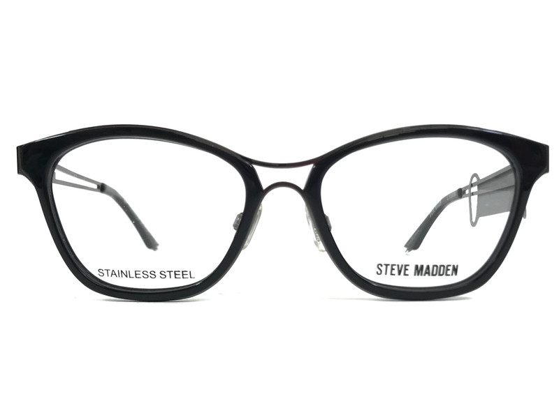 Steve Madden Eyeglasses Frames TULULLA BLACK Gray Cat Eye Full Rim 50-16-135