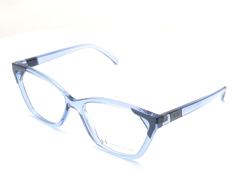 Armani Exchange AX3059 8286 Transp Light Blue/Met Azure Womens Eyeglasses 54mm