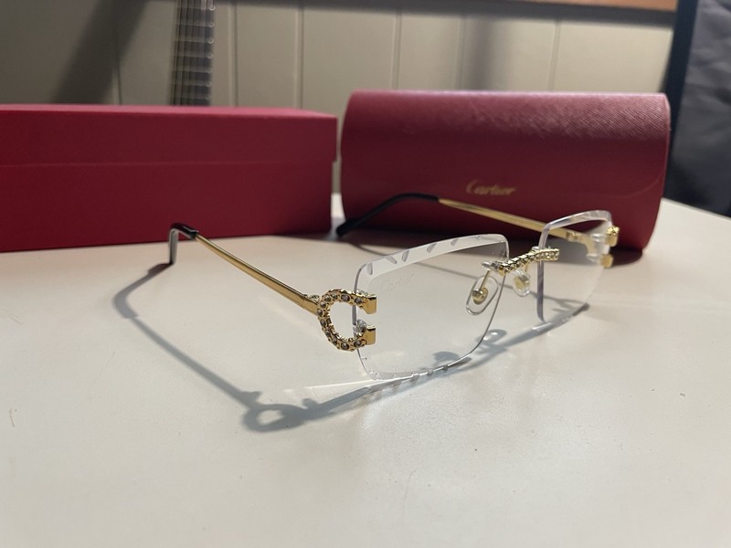 Cartier CT0066O Rimless Rectangular Gold Metal Eyeglass Frames 55-19-140 gallery