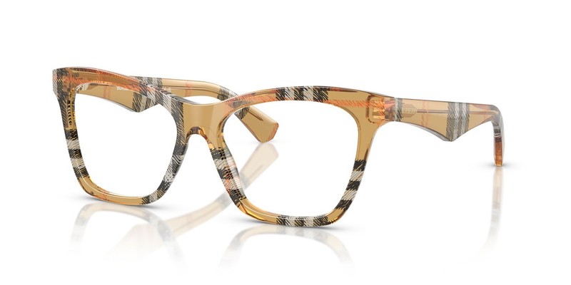 Burberry BE2416 4146 Eyeglasses 54mm Check Sand / Clear Demo Lens