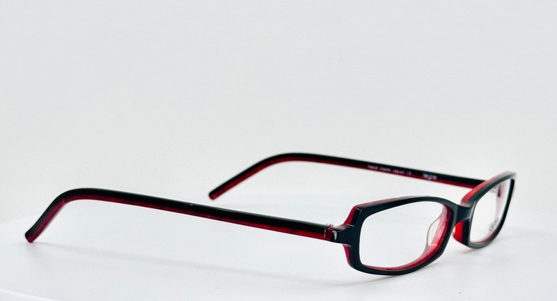 LEGRE LE-055 318 Black Red Unisex Rectangle Full Rim Eyeglasses 47-17-140 B:22 gallery