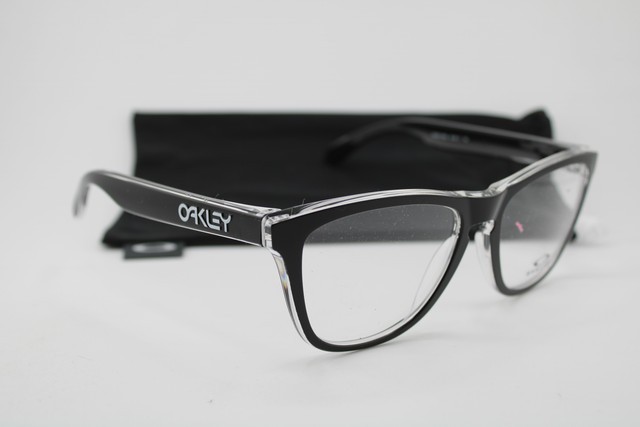 NEW OAKLEY OX8131-0454 FROGSKINS BLACK CLEAR WHITE AUTHENTIC EYEGLASSES 54-17 gallery
