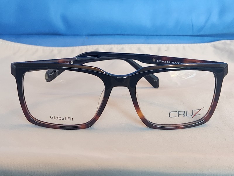 New Men's Cruz Eyeglass Frame Legacy Drive Black Plastic 54-18-145 gallery
