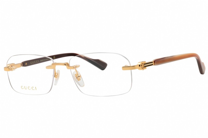 GUCCI GG1221-002-56 Eyeglasses Frame Size 56mm 0mm 0mm GOLDBROWN Men 8896523940