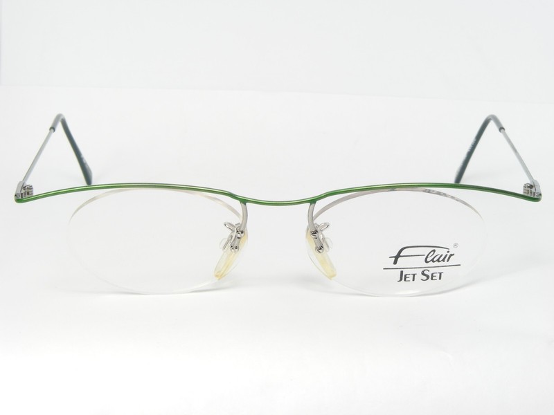 Vintage Flair Jet Set 764 553 GREEN SILVER UNIQUE EYEGLASSES GLASSES 47-15-135mm gallery