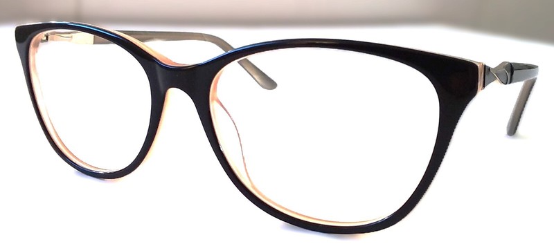 Factory Direct Acetate frame for women with demo lens; black/peach. 52-18-140