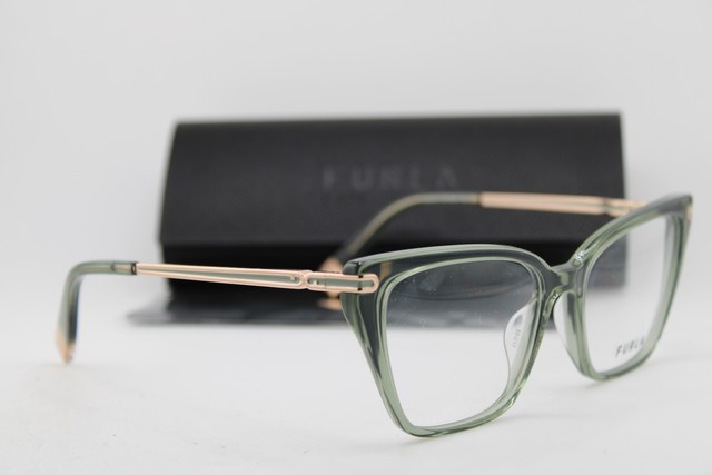 NEW FURLA VFU724 COL.02GN CLEAR GREEN GOLD AUTHENTIC EYEGLASSES 53-17 gallery