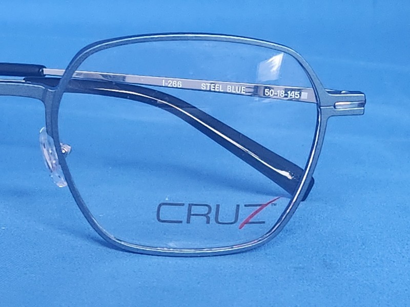New Men's Cruz Eyeglass Frame I 266 Steel Blue Titanium 50-18-145 gallery