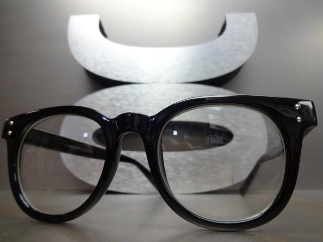 Men or Women CLASSIC VINTAGE 50's RETRO Style Clear Lens EYE GLASSES Black Frame gallery