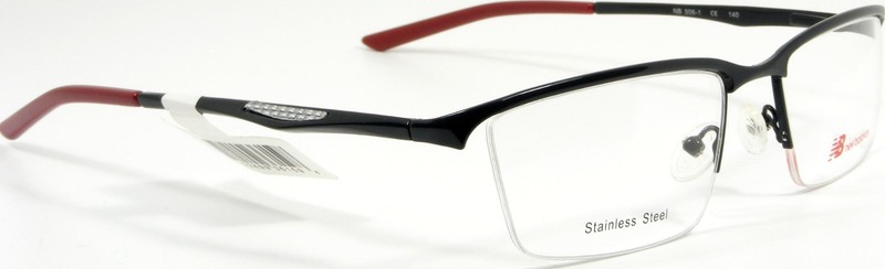 New Balance NB 506-1 Black / Red Semi-Rimless Eyeglasses Frame 56-19-140 NEW gallery