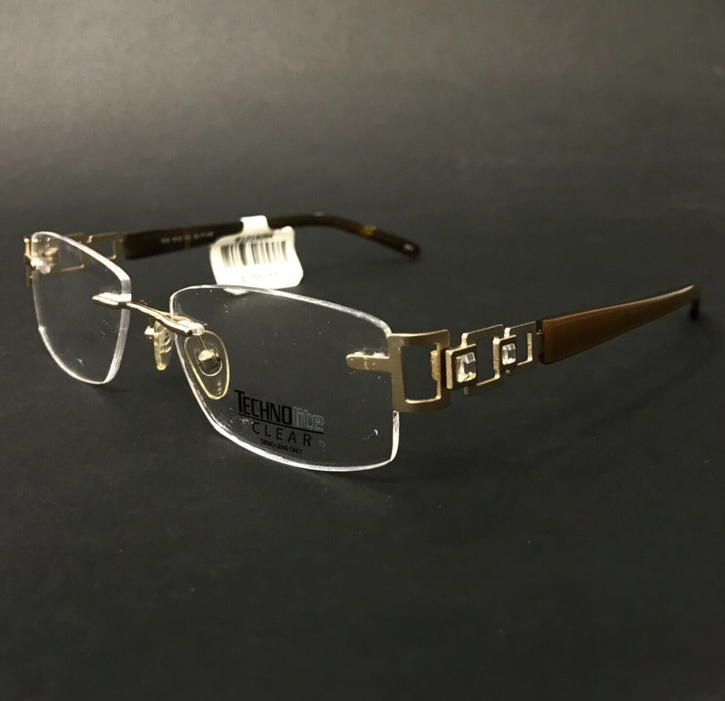 Technolite Clear Eyeglasses Frames TFD 1010 YG Gold Brown Tortoise 52-17-135