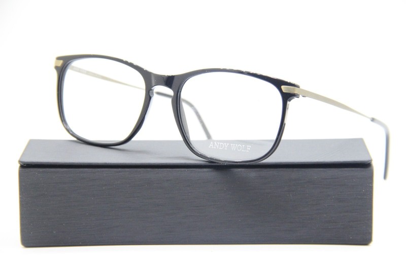 NEW ANDY WOLF MOD. 4548 COL. A BLACK GOLD AUTHENTIC EYEGLASSES W/CASE 53-16