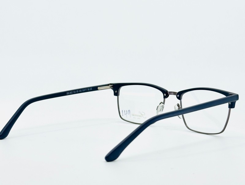 SUCCESS SS-502 MATT BLUE Bronze Unisex Square Full Rim Eyeglasses 53-18-145 B:38 gallery