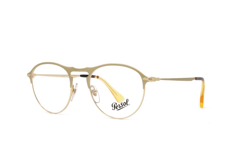 Persol PO7092V 1069 Men’s Eyeglasses Matte Gold 50mm Round Metal Authentic