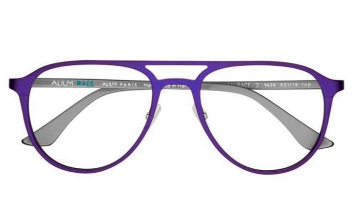 400€ Large Eyeglasses Aviator In Metal Aluminum Alium Race 2 Blue Purple
