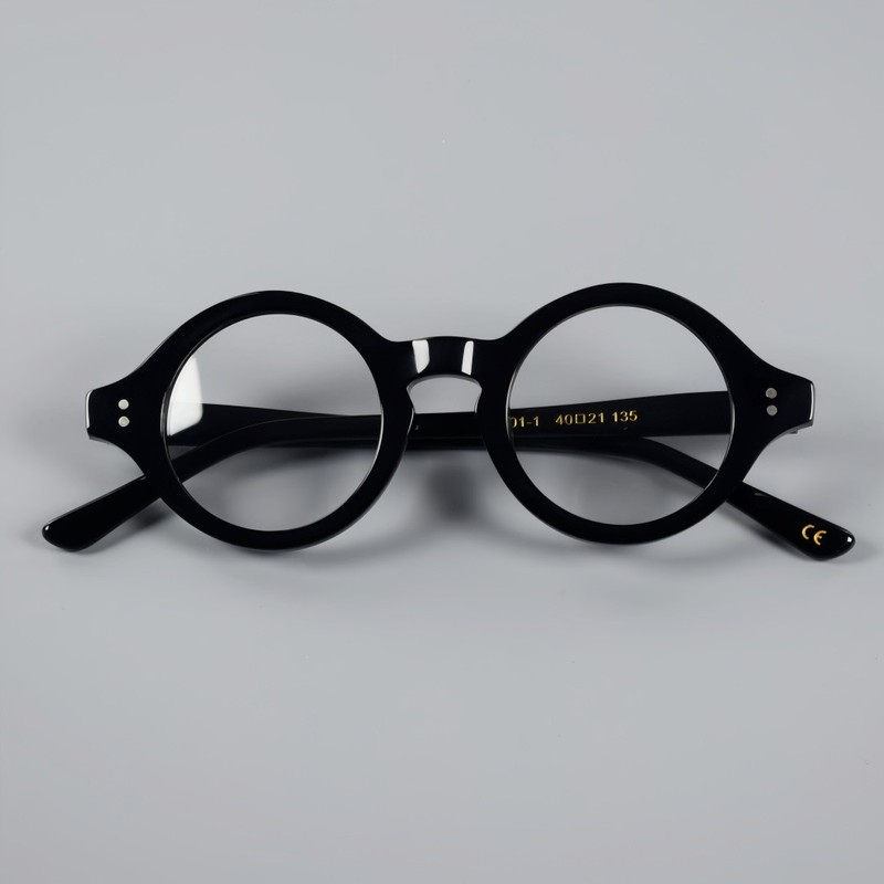 Black Thick Retro Round Acetate Eyeglasses Frame Men Women Full Rim Classic