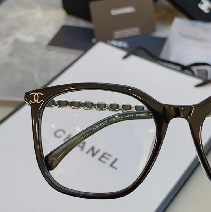 Chanel 3435 black rectangular frame transparent lenses 54 20-140 women's glasses gallery