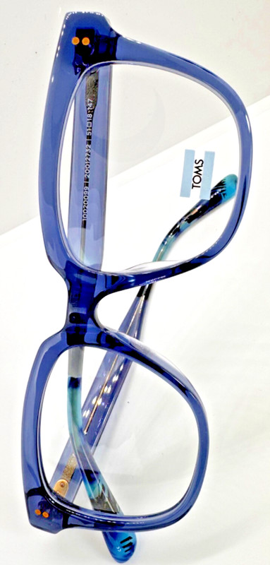Toms Amela eyeglasses translucent slate blue with artistic temple tips 51mm eye gallery