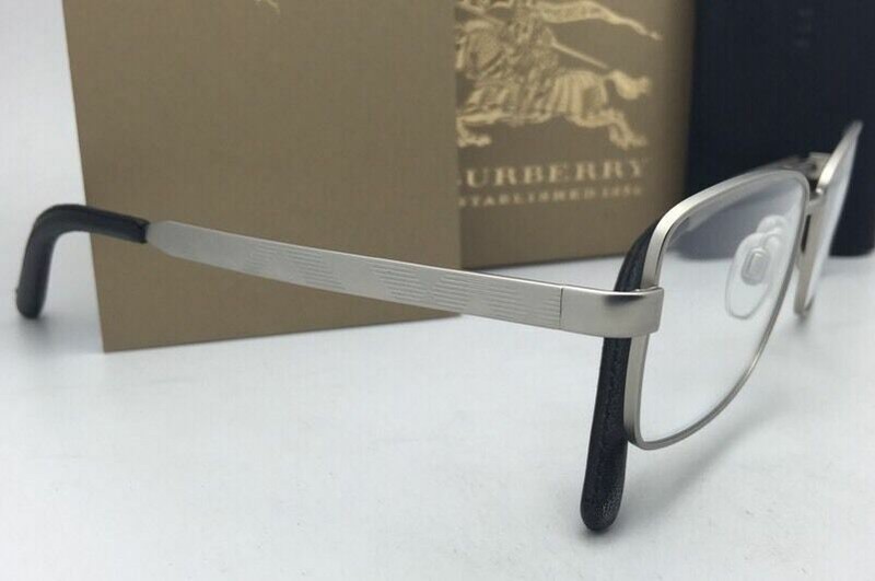 New BURBERRY Eyeglasses B 1259-Q 1159 54-16 Matte Silver Frame w/ Black Leather gallery