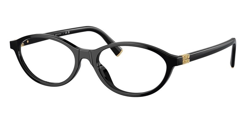 MIU MIU MU MU 09XV 16K101 Black Gold Oval Women Eyeglasses Rxable AUTHENTIC