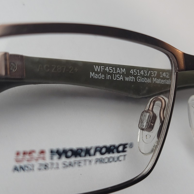​Artcraft USA Workforce WF451AM Safety Eyeglasses Frame Brown Tweed 52-16-142 gallery
