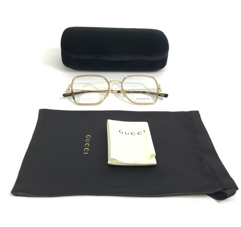 Gucci Eyeglasses Frames GG1850O 003 Yellow Gold Square Full Rim 51-19-145 gallery