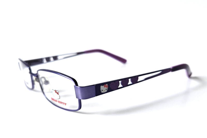 HELLO KITTY HK232-3 PURPLE SQUARE UNISEX FULL RIM EYEGLASSES FRAMES 48-16-130 gallery