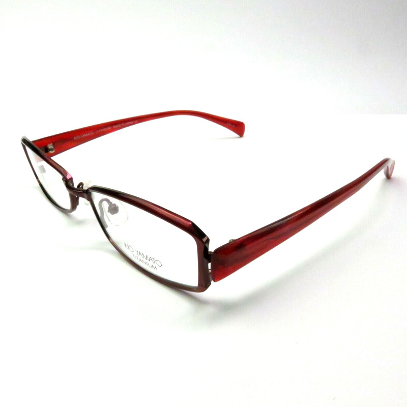 KIO YAMATO Titanium EYEGLASSES KT-266 scarlet red temples 53-18-140 gallery