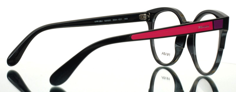 PRADA VPR08U SSA-1O1 Black Purple Womens Round Eyeglasses 52-20-140 B:46 gallery