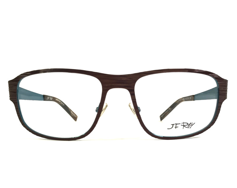 J.F. Rey Eyeglasses Frames JF2473 9020 Brown Turquoise Blue Ribbed 55-18-125