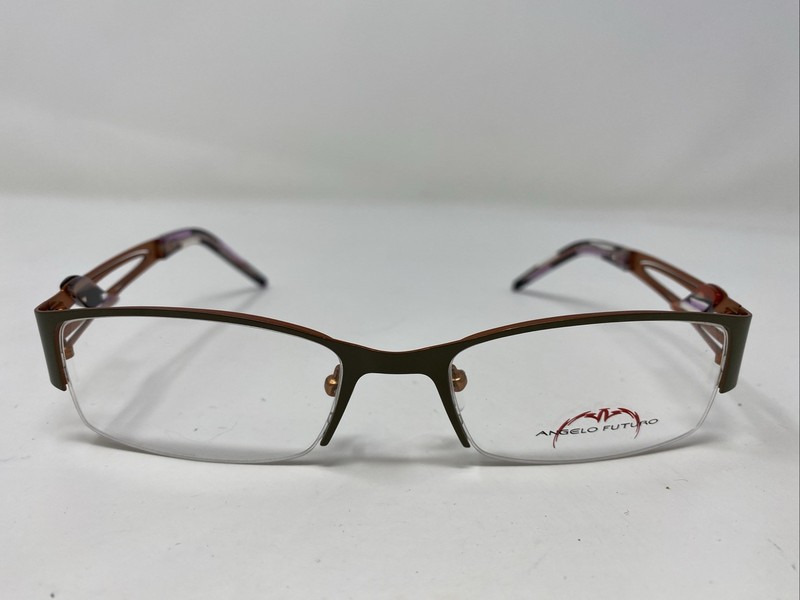 Angelo Futuro AF-T918 COL.3 52-18-135 Gray/Brown Half Rim Eyeglasses Frame VN01